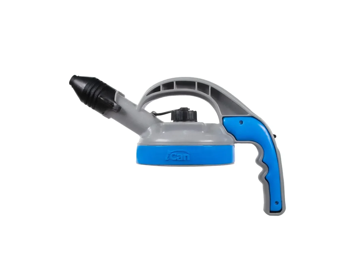 Genuine iCan dispensing lid with protected spout and control handle from the LubeServ catalogue